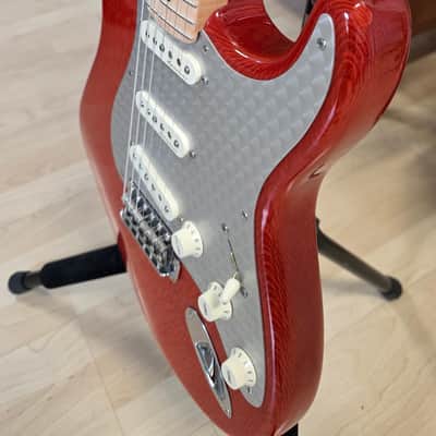 Fender Lacewood Stratocaster Custom Shop NAMM UK Showcase Tour American USA Orange Strat Turned Aluminum Aluminium Pick Guard 1 of 1 Electric Guitar image 24