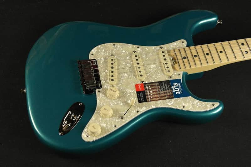 Fender American Elite Stratocaster Guitar, Ocean Turquoise, Maple Board - 0114002708 (818) image 1