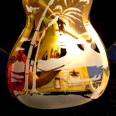 National Reso-Phonic Style O GERMAN SILVER 14 Fret 2024 Mirror Nickel with Deco Palm Tree Design image 8