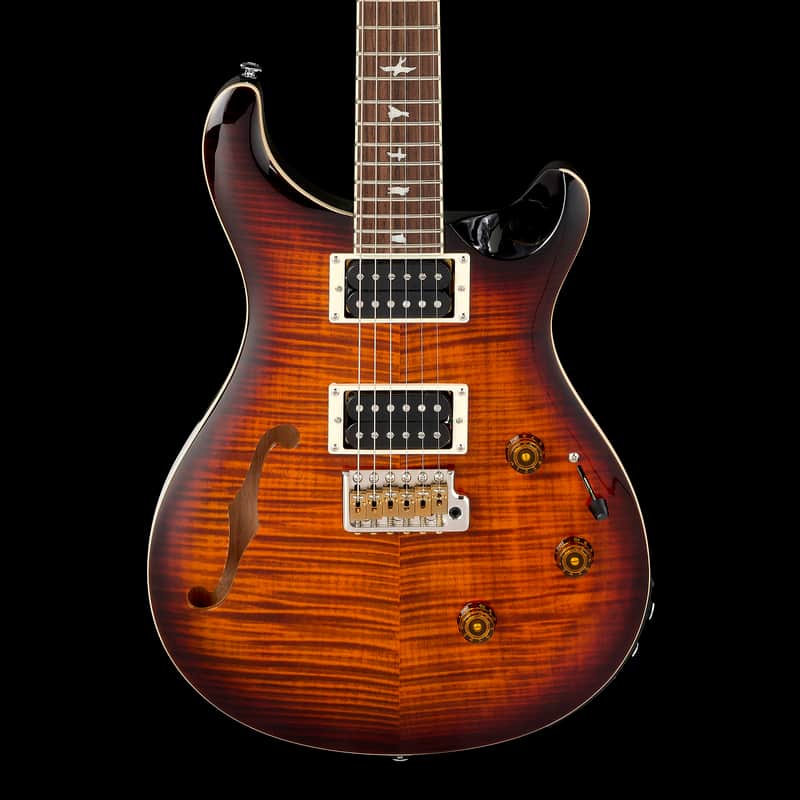 PRS SE Custom 24 Semi-Hollow Piezo - Orange Tiger Smokeburst-Orange image 1
