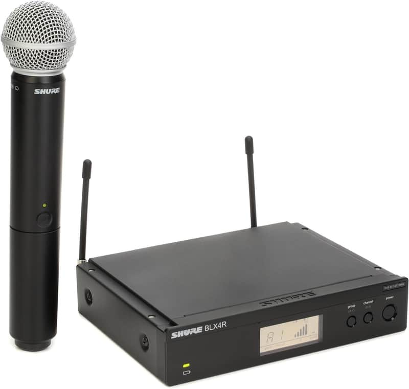 Shure BLX24R/SM58 UHF Wireless Microphone System - Perfect for Church, Karaoke, Vocals - 14-Hour Battery Life, 300 ft Range | SM58 Handheld Vocal Mic, Single Channel Rack Mount Receiver | H10 Band image 1