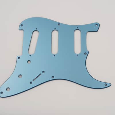 8 hole metallic blue acrylic pickguard for us/mex fender stratocaster image 1