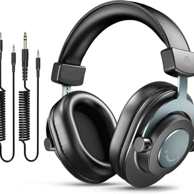 Studio Monitor Headphones for Recording, Wired Headphones with 50mm Driver, Over Ear Headset with Detachable Cables 3.5mm or 6.35mm Jack, Black, on PC/Mixer/Amplifier image 1