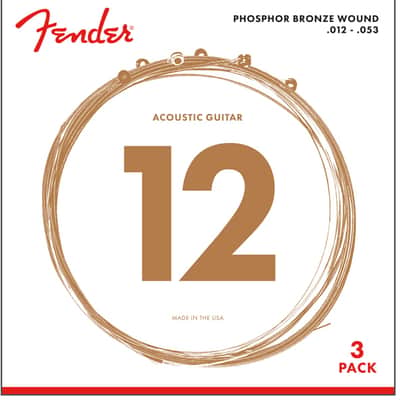 3-PACK Fender 60L Phosphor Bronze Acoustic Guitar Strings - LIGHT 12-53 image 4