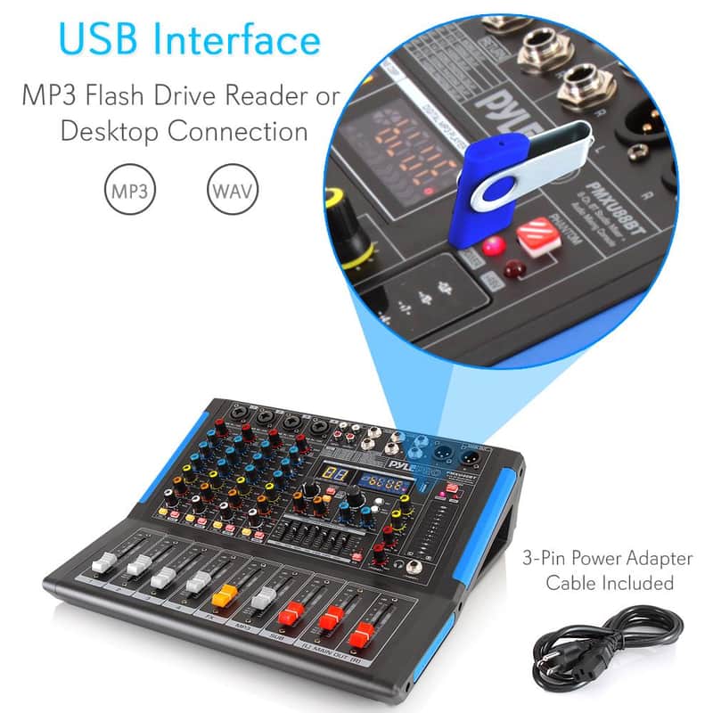 Pyle PMXU46BT 4-Ch. Bluetooth Studio Mixer - DJ Controller Audio Mixing Console System image 1