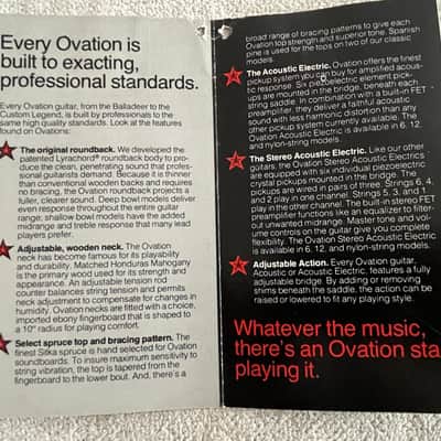 1970’s Ovation Case Candy Owner’s Manual + Warranty Card Hang Tag + Original Shim / Collectors Items image 11