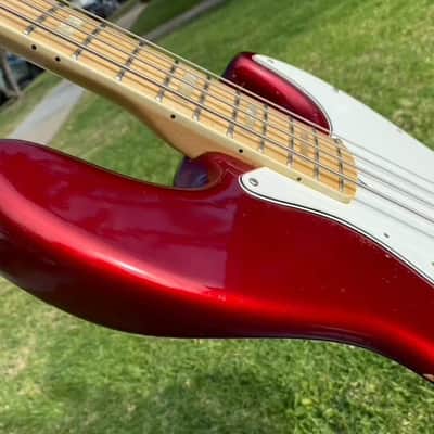 1974 Fender Jazz Bass Candy Apple Red with Maple Neck w/ Original Case 8.7 lbs image 5
