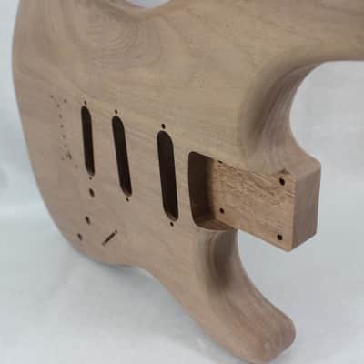 Unfinished Walnut SSS Hardtail guitar body - fits Fender Strat Stratocaster necks J1730 image 8
