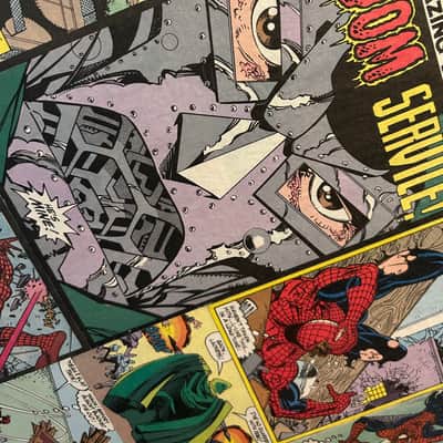 Custom Telecaster Tele Body w/Hand applied Spiderman/Dr. Doom Comic book panels image 7