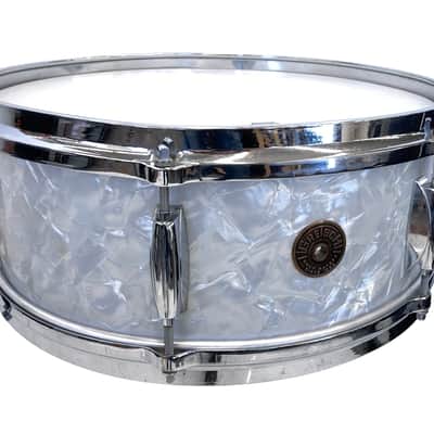 1960's Gretsch 6.5"x14" Dixieland Snare Drum in White Marine Pearl image 1