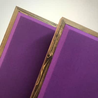 Custom Framed Acoustic Wall Panel | Grape Fabric & Walnut Wood Frame | Furniture-Quality Sound Absorbing Panel | Recording Studio, Home Studio, Mixing Room, Podcast Studio, Home Theater, Listening Room, Office & Vocal Booth | Made in USA image 2