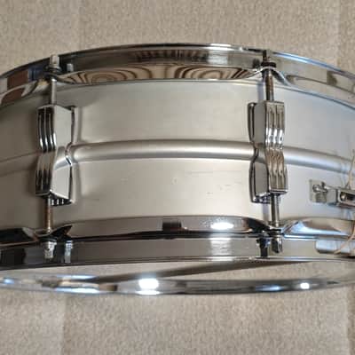 Ludwig No. 404 Acrolite 5x14" 8-Lug Aluminum Snare Drum with Pointed Blue/Olive Badge 1969 - 1979 - Matte Aluminum image 6