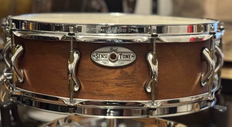 **Rare** Pearl Sensitone 15x5 African Mahogany Baritone Snare - Natural Mahogany Satin image 1