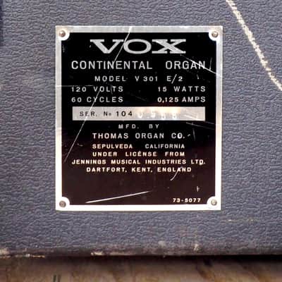 1966 Vox Continental Vintage Combo Organ Keyboard V301E Italian w/ Z Legs, Case image 14