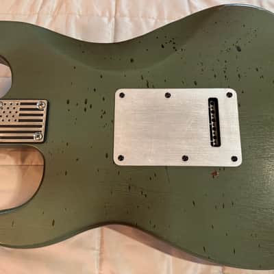 CeJota Strat-Style Electric Guitar - Military U.S. Army Green - "The Tank" image 9