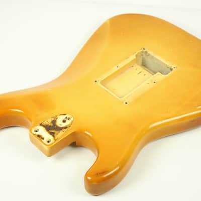 1973 Fender Stratocaster Body Olympic White 4.5lbs Nicotine Yellow 1970's Vintage Strat image 6