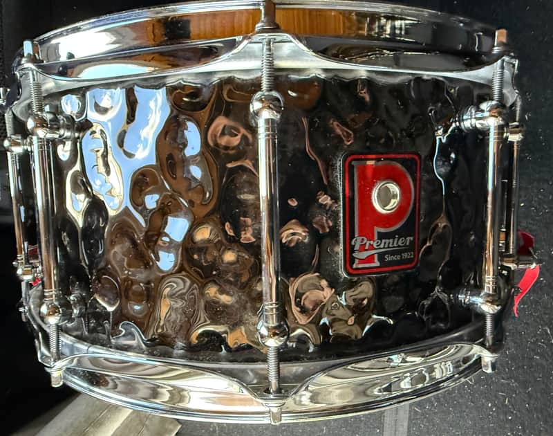 Premier Beatmaker/Modern Classic Black Chrome Hammered Brass 14x7 Snare Drum image 1