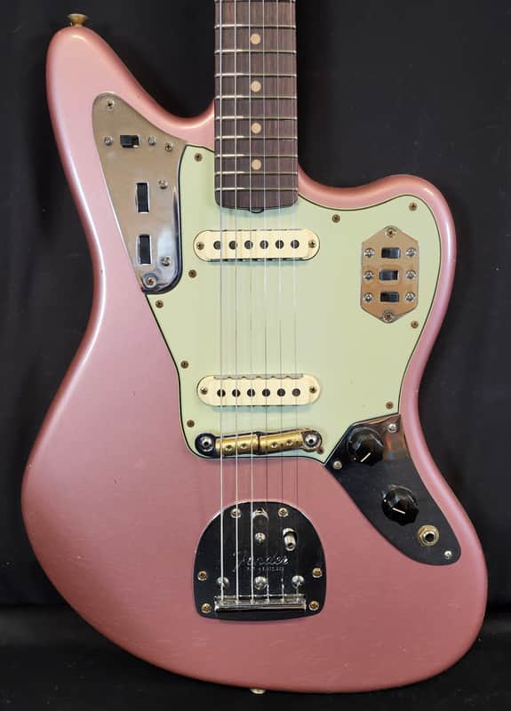 Mint Fender Custom Shop 1964 Jaguar Journeyman Relic, AAA Rosewood FB, Faded Aged Burgundy Mist Metallic, w/HSC 2024