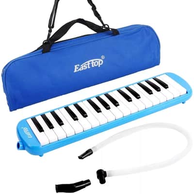 Blue 32-Key Professional Melodica – Portable Keyboard Wind Instrument with Mouthpiece, Tube & Carrying Bag image 1