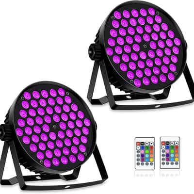 60 LED Stage Par Lights,90W RGB Stage Can Light DJ Par Lights Sound Activated Auto Play by Remote&DMX Control DJ Stage Party Lighting for Events Wedding Church Party DJ Live Show 2Pack image 1