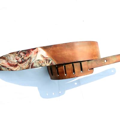 burnyblack custom guitar strap leather - Zombie brown image 10