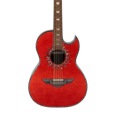 H. Jimenez Glossy Red Sparkle painted top Bajo Quinto Cutaway Electric w/ Hard wood case (LBQ1GXE-AN) image 2