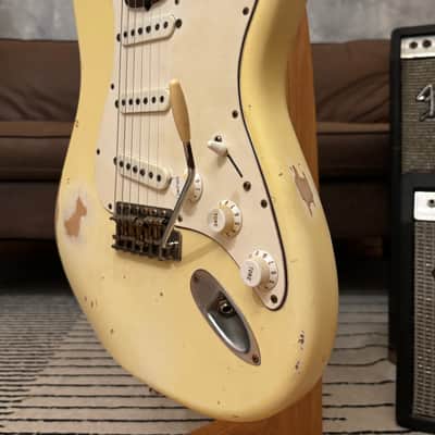 Fender Stratocaster 1962 Glas Custom Olympic White Relic Rosewood 7.4lbs w/ G&G Case image 8