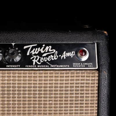 Vintage 1966 Fender Twin Reverb Black Guitar Amp Combo #A03334 image 7