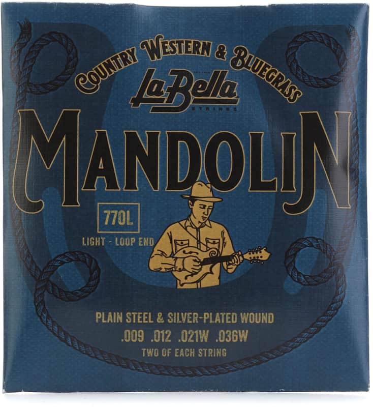 La Bella 770L Silver-plated Mandolin Strings - .009-.039 Light (3-pack) Bundle image 1