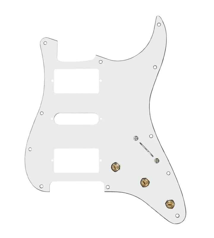 920D Custom 5 Way Pre-Wired HSH Strat Pickguard w/ Blender Pots - Parchment image 1