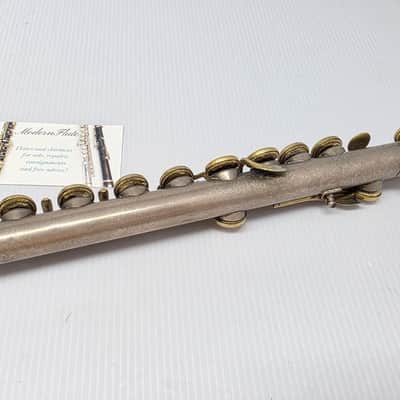Rare Antique C.G. Conn C Flute Ebonite Headjoint Satin Silver Unibody w/ Gold Plating 440hz image 18
