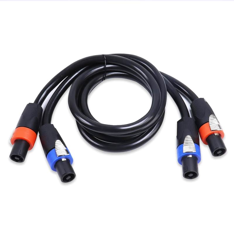 Pack of 2 Speakon Cables 3 Feet, 12 Gauge 4 Conductor Speak-On to Speak-On Cable for DJ Live Performance, Studio, Stage Wire with Twist Lock (1pc Blue & 1pc Orange) image 1