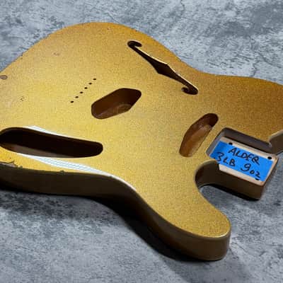 Real Life Relics 69 Thinline Tele® Telecaster® Body Double Bound Semi Hollow Aged Gold Flake Sparkle image 2