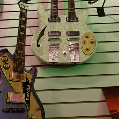 Italia Rimini Twin Double Neck, White Pearl, Redburst back 2015 NOS image 19