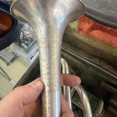 J.W. York & Sons Professional Cornet 1910 - Silver with gold inner bell image 2