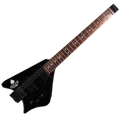 BootLegger Guitar Spade Gibson Scale 24.75 Headless Guitar With Case 2022 Black image 2