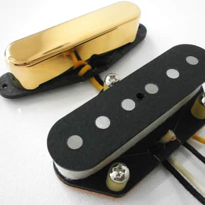 Q pickups Telecaster A5 Pickups SET Gold Plated Vintage Tele Guitar Hot Bridge Classic image 1
