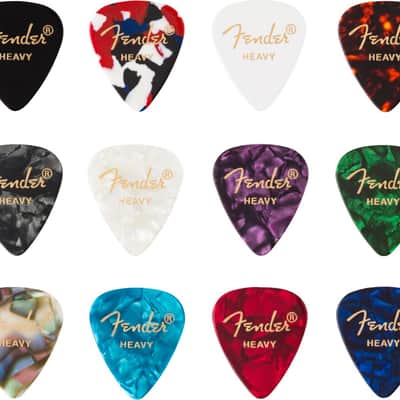 Fender Guitar Picks 351 Shape, Celluloid Color Medley Mix, HEAVY (12 PACK) image 2