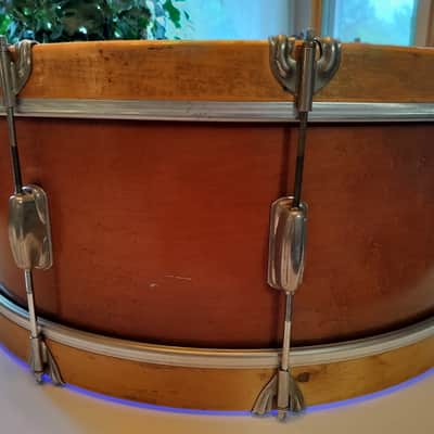 Slingerland No 608 10X28 Parade King 3 Ply Mahogany Scotch Separate Tension Bass Drum 1956 - Mahogany image 12