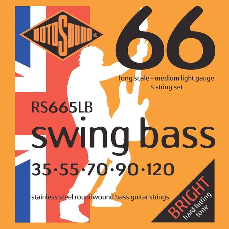 Rotosound RS665LB Swing Bass 66 Steel 5-String Electric Bass Strings - Medium Light (35 - 120) image 1