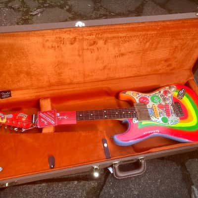 NEW OLD STOCK NOS Fender Artist Series George Harrison Rocky Stratocaster 2022 - Sonic Blue / Custom Art image 3