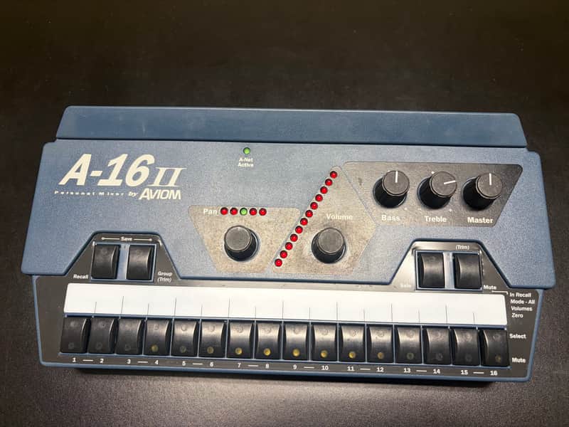 Aviom A-16II Personal Mixer 2010s - Blue w/ MT-1A Mount & DC Power Supply image 1
