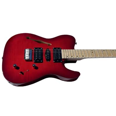 BootLegger Guitar Rye Memphis 2023 Deep Red - HSH - Coil Split - Red Burst - Case - Tele Style image 5