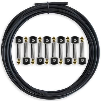 Solderless Pedalboard Cable Kit - No Cable Stripping Required, 10 Feet of Cable & 10 Gold Tip Connectors with Magnetic Screws & Screwdriver Make 5 DIY Custom Patch Cables image 1