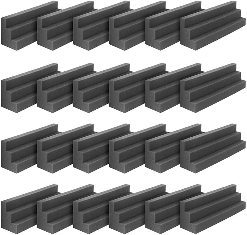 24 Pack Bass Traps Acoustic Foam Panels Sound Proof Padding 12" X 3" X 3" Corner Soundproofing Foam image 1