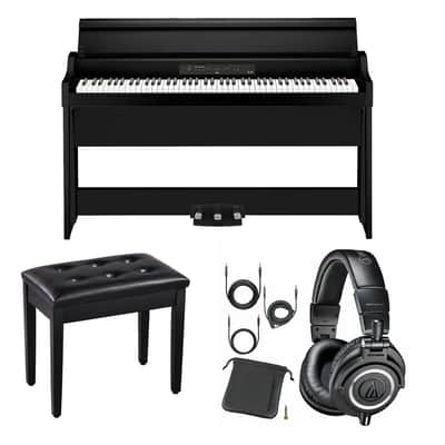 Korg C1 Air Digital Piano with Bluetooth (Black), SONGMICS Piano Bench, AT ATH-M50X Bundle