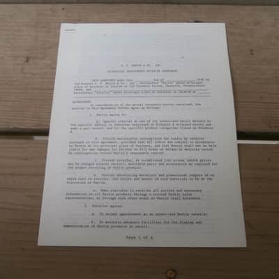 Vintage 1982 C. F. Martin Guitar Authorized Dealer Agreement! Super Rare, Original Case Candy! image 1