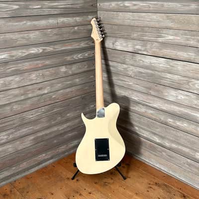 Aria  Pro II Jet B Tone Electric Baritone Guitar  - See-Through Vintage White (4702-SR) image 10
