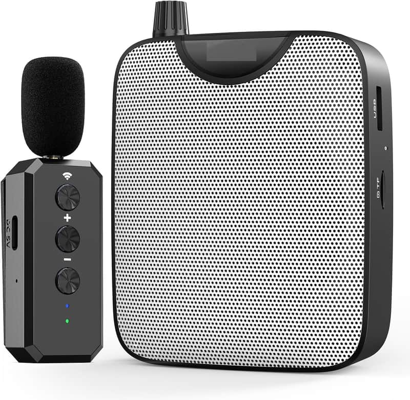 35W Power Voice Amplifier with Bluetooth Wireless Lavalier Microphone, Portable Teacher Mic with Speaker Personal Clip On Microphone System for Teacher Meeting image 1