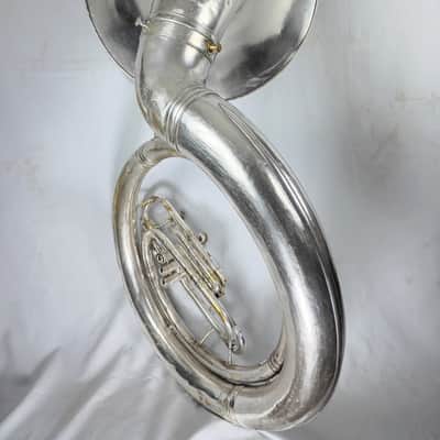 King 2350 BBb Satin Silver Sousaphone - complete overhaul with case, neck, and bits image 5